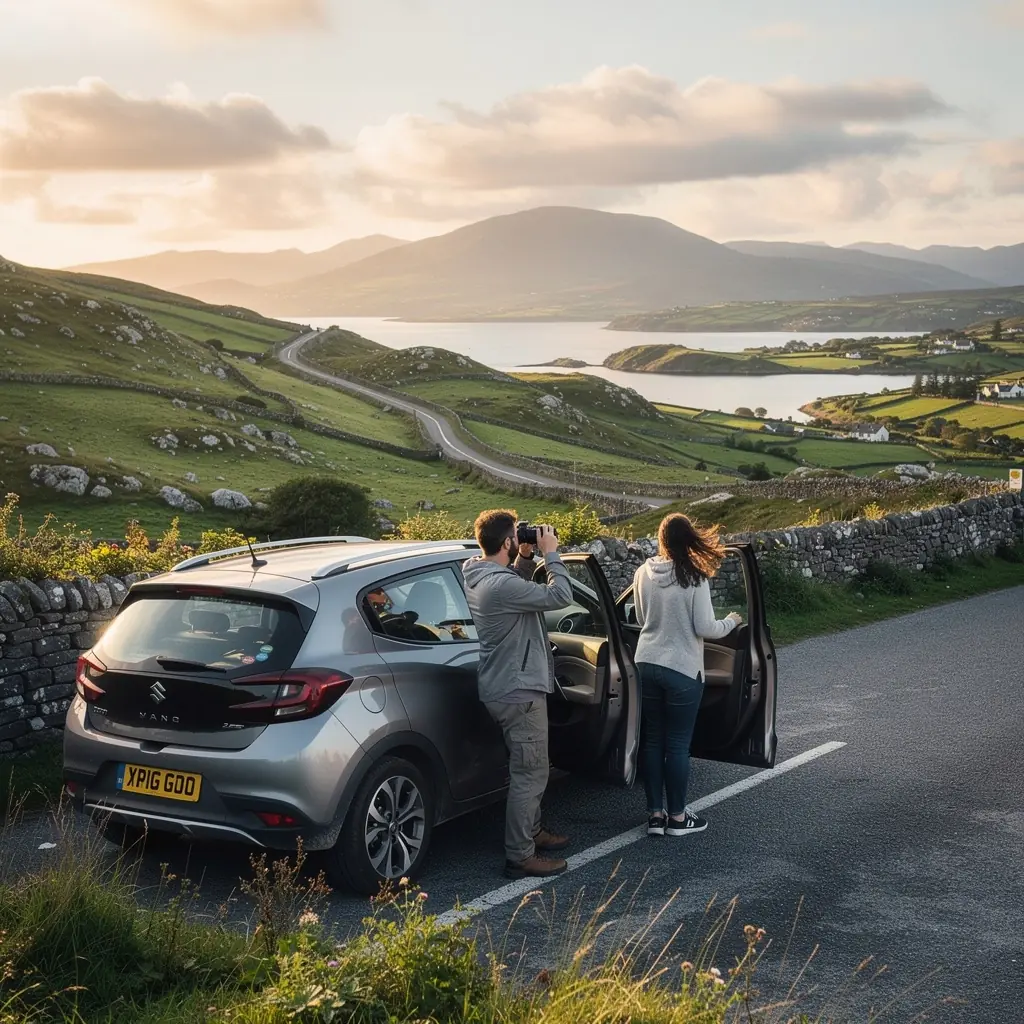 A breathtaking view of the Cliffs of Moher under a bright blue sky, showcasing the rugged coastline of Ireland.